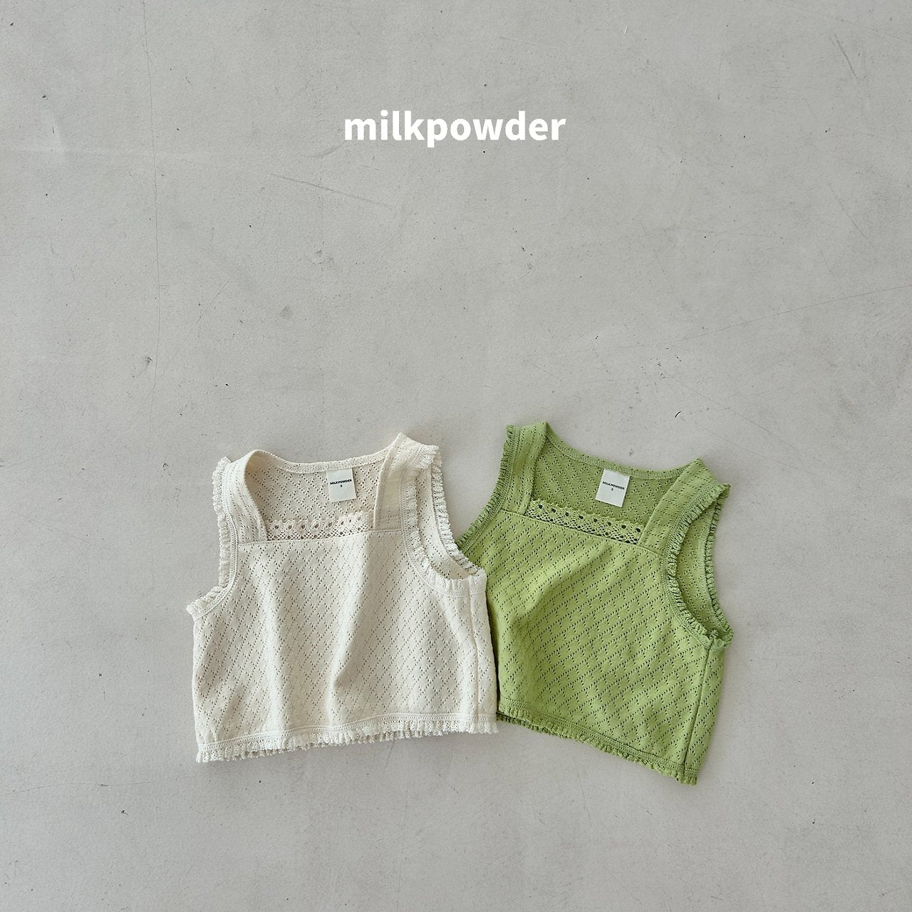 ［milk powder］Lime lace vest