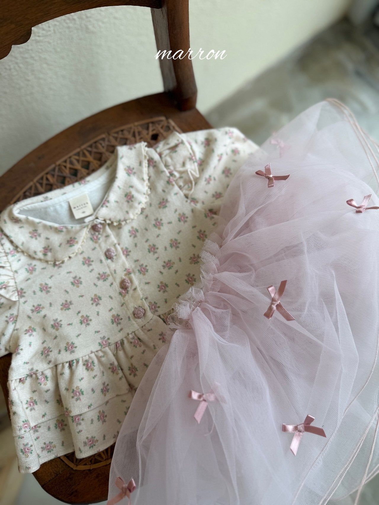 ［marron］French flower blouse