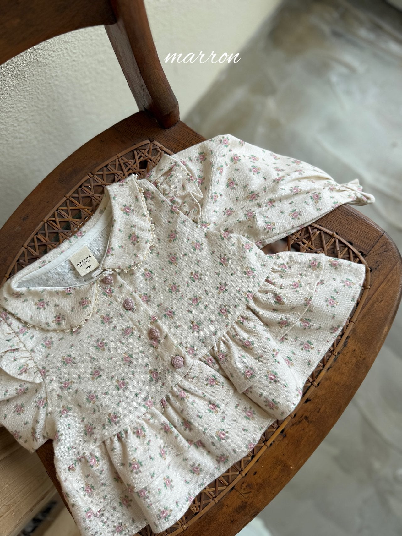 ［marron］French flower blouse