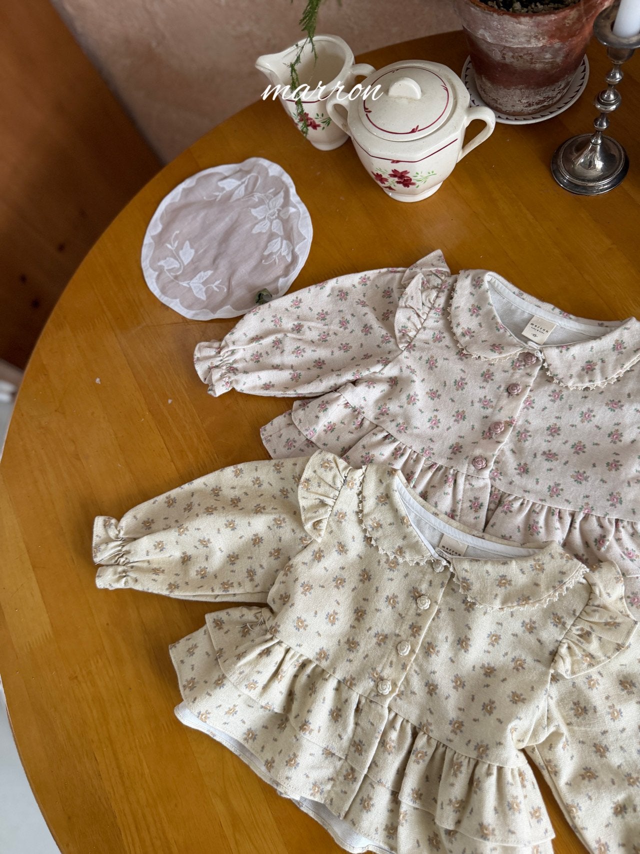 ［marron］French flower blouse