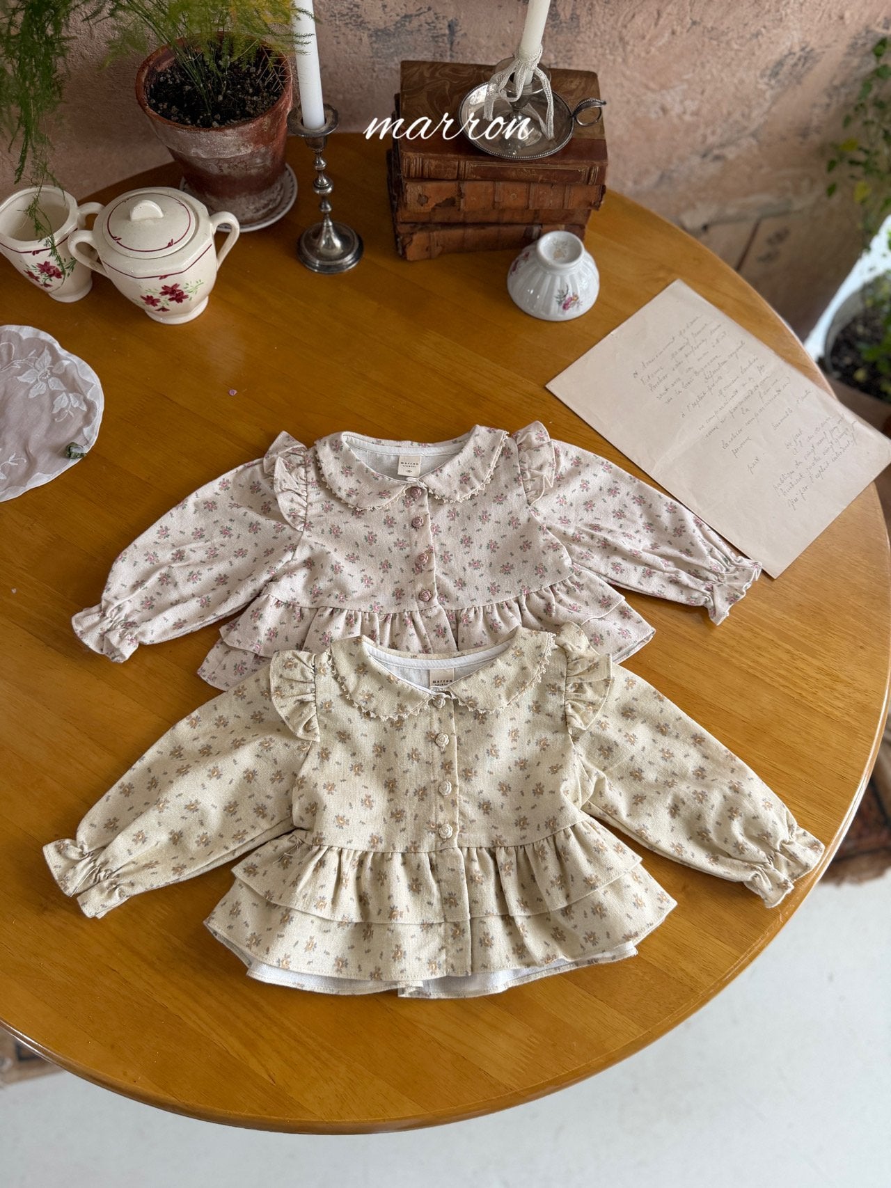 ［marron］French flower blouse