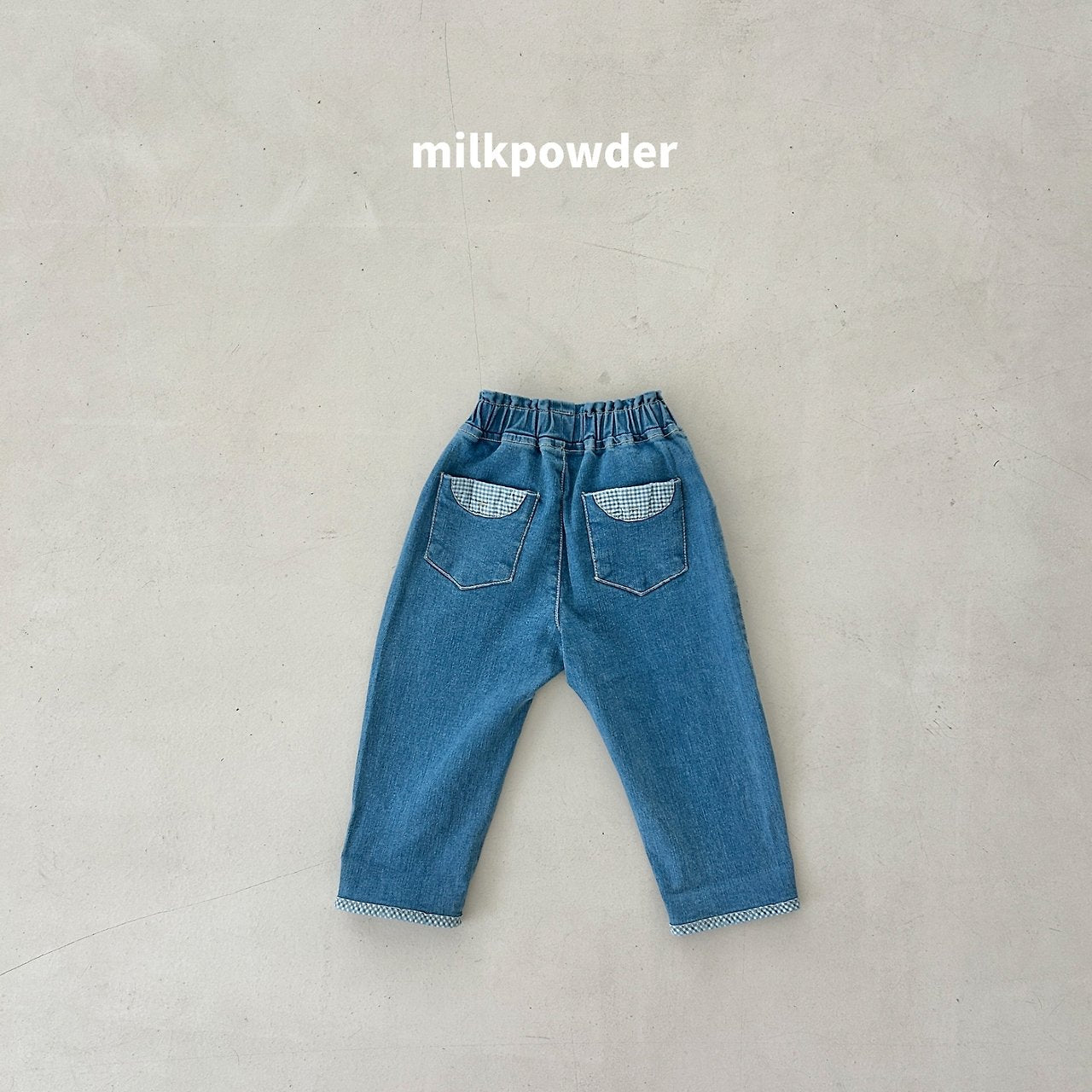 ［milk powder］Checks denim pants