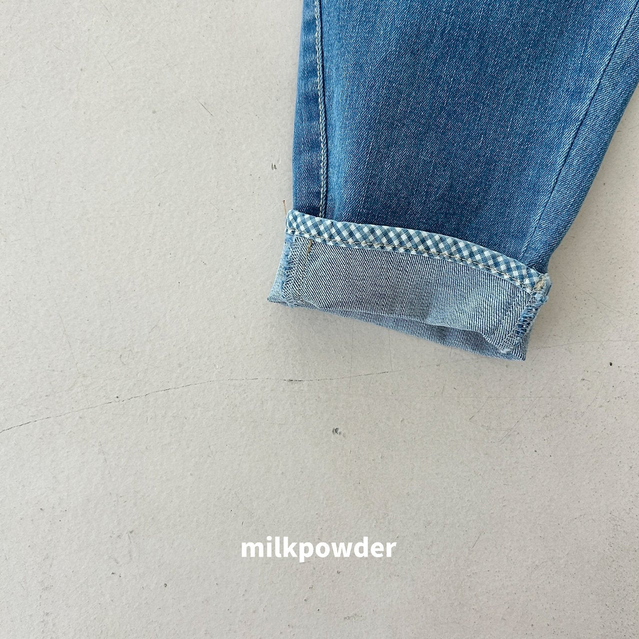 ［milk powder］Checks denim pants