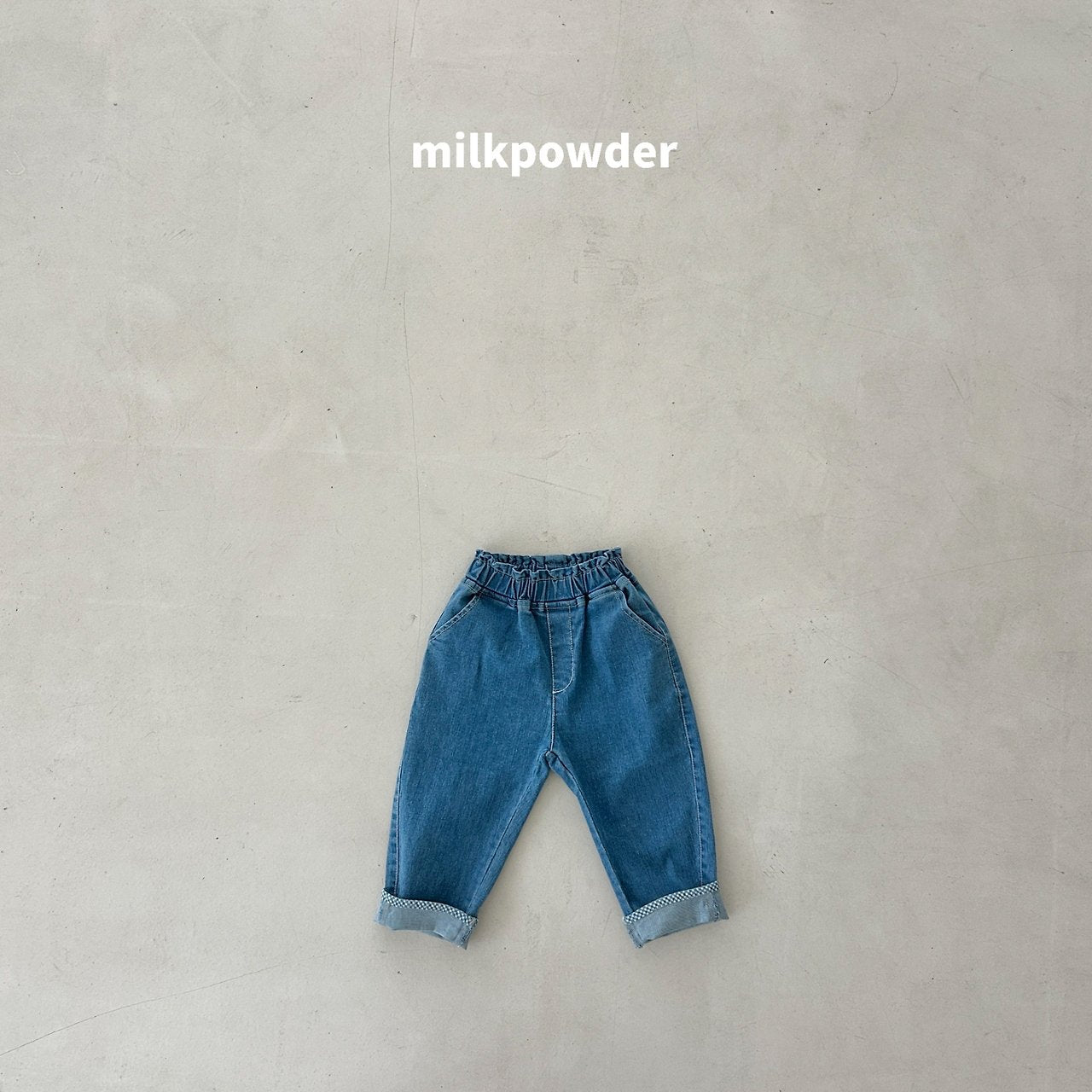 ［milk powder］Checks denim pants
