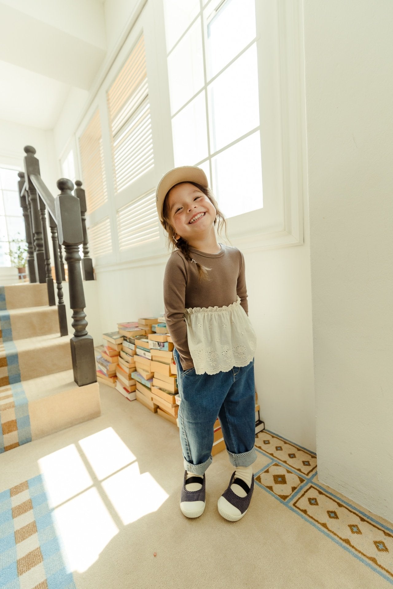 ［milk powder］Checks denim pants