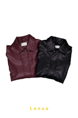 ［lenua］Marron leather jacket (mom)