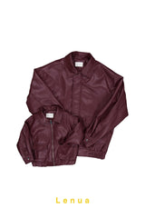 ［lenua］Marron leather jacket (mom)