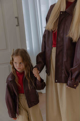 ［lenua］Marron leather jacket (mom)