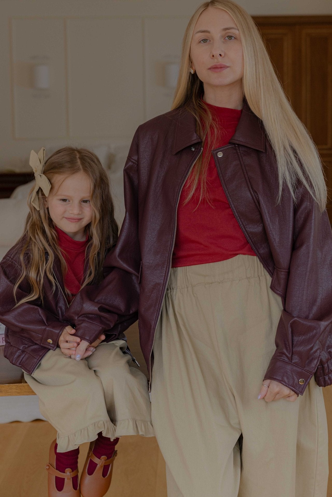 ［lenua］Marron leather jacket (mom)