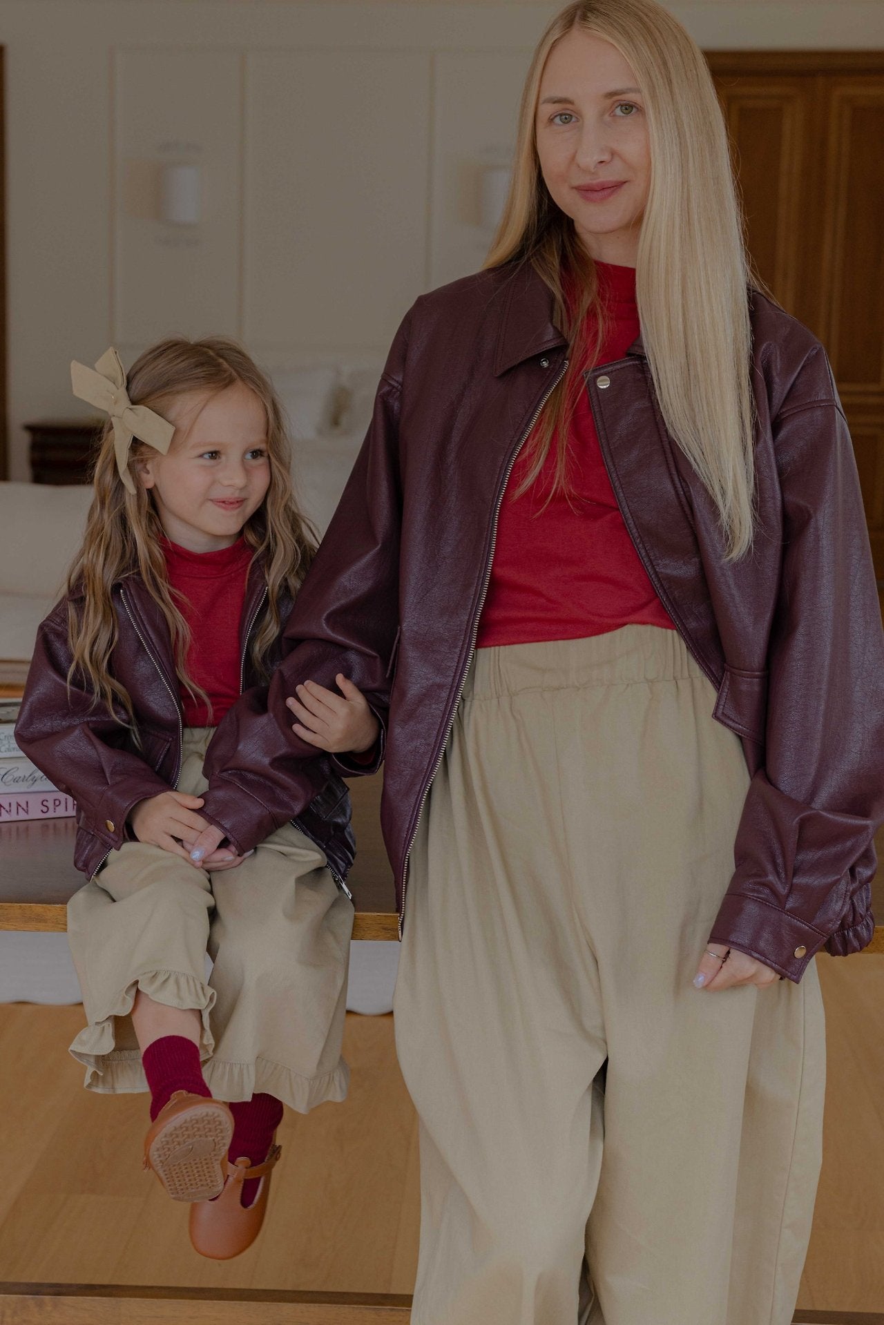 ［lenua］Marron leather jacket (mom)