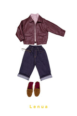 ［lenua］Marron leather jacket (kids)