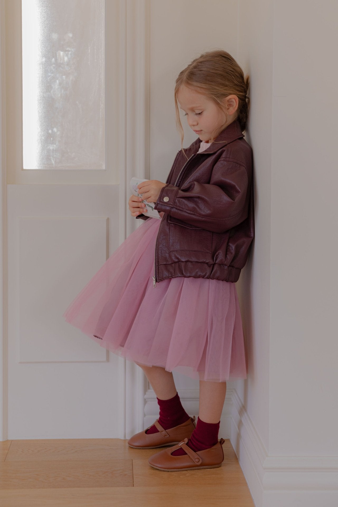 ［lenua］Marron leather jacket (kids)