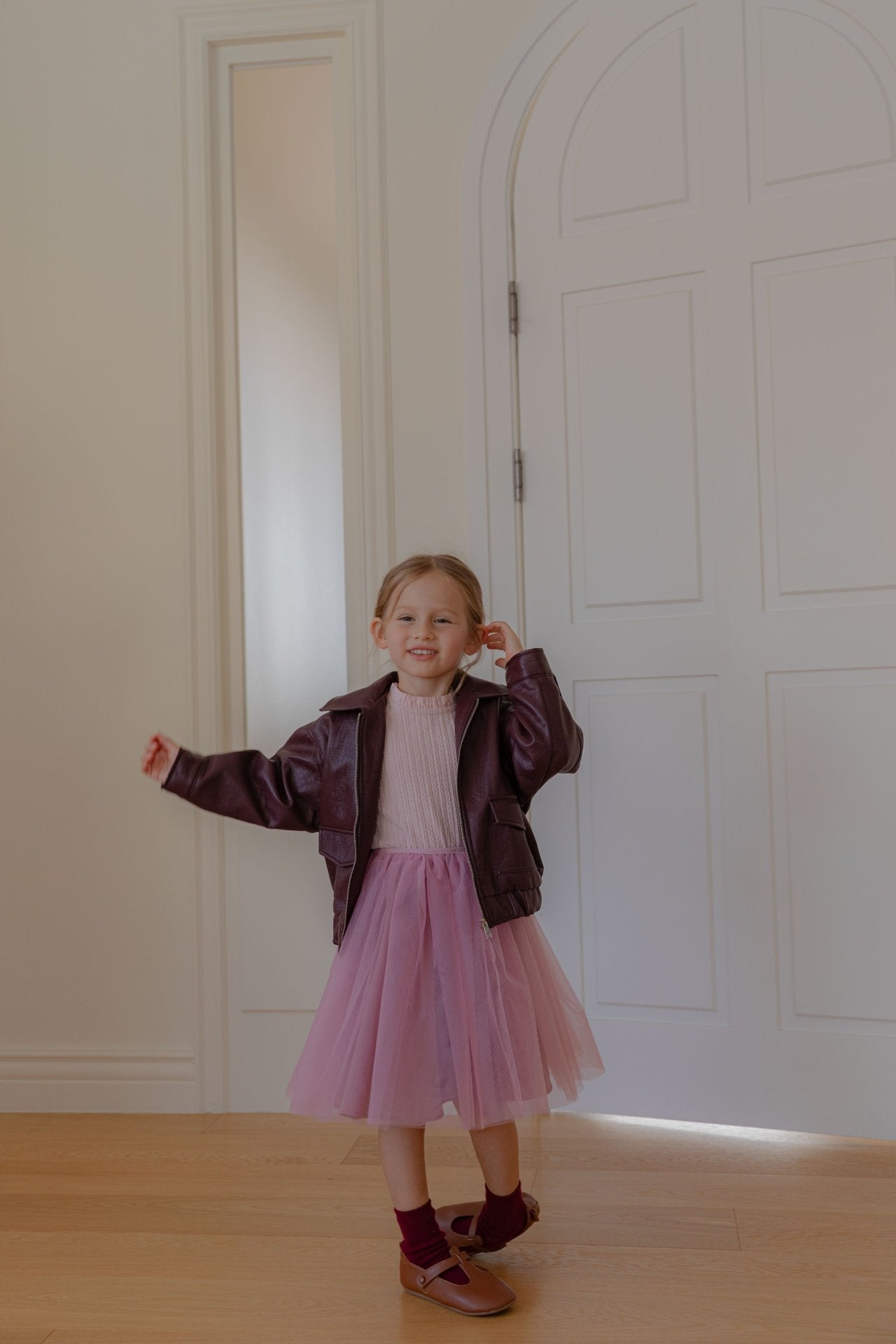 ［lenua］Marron leather jacket (kids)