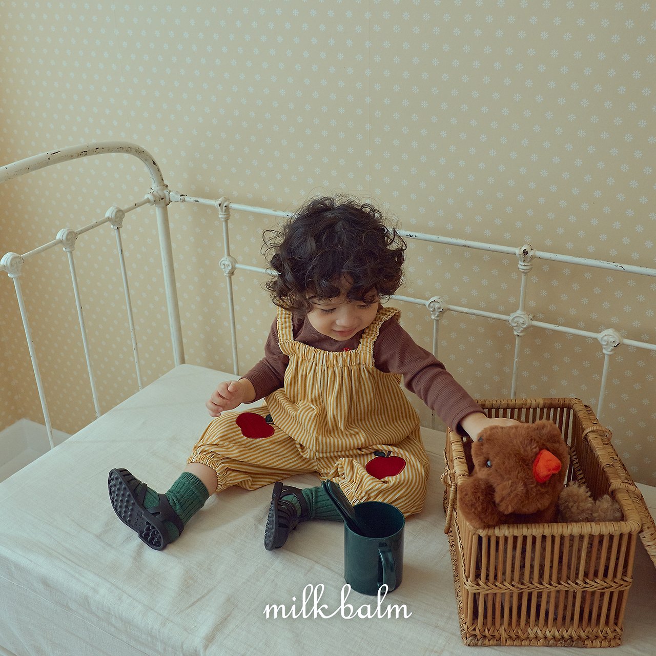 ［milk balm］Apple stripe overalls