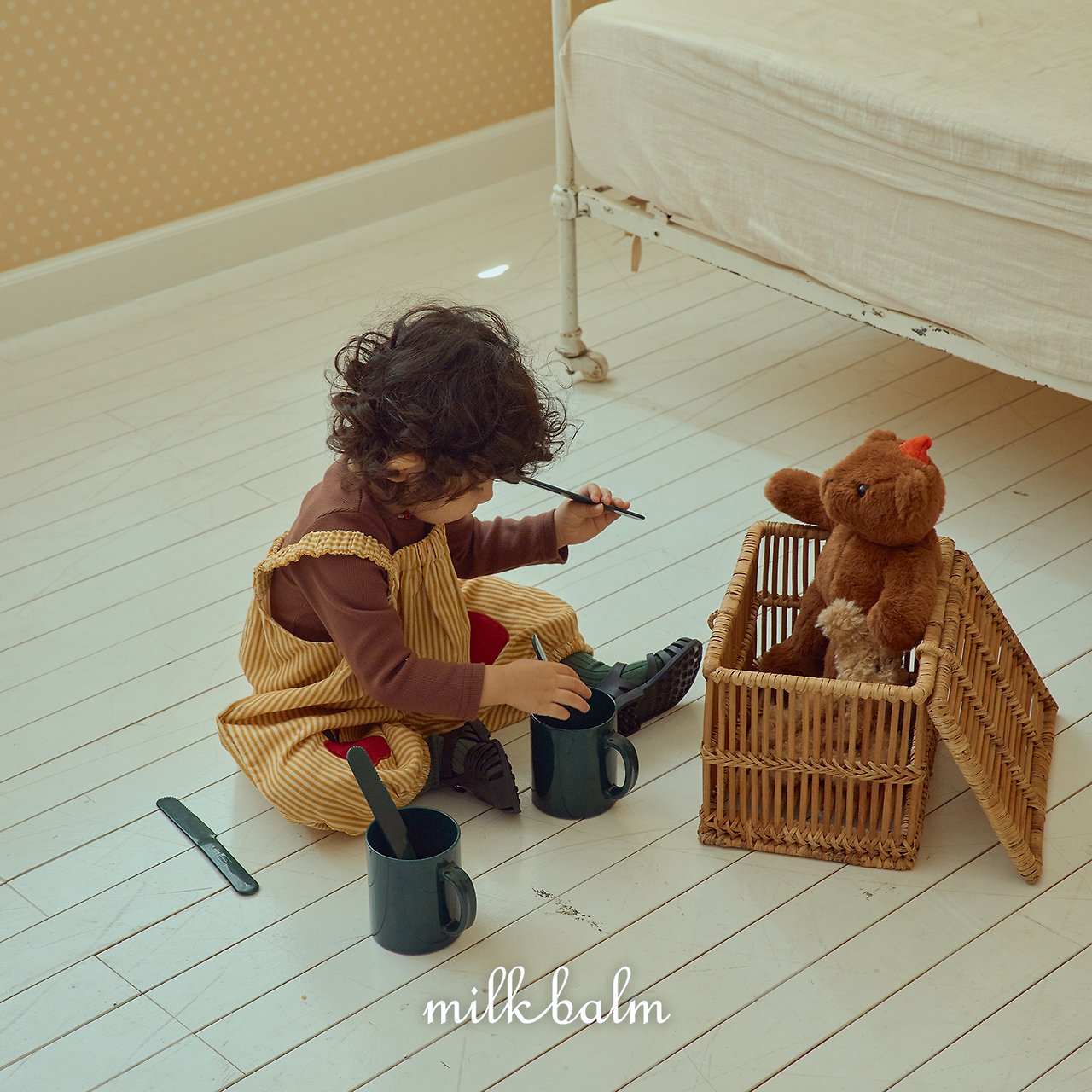 ［milk balm］Apple stripe overalls