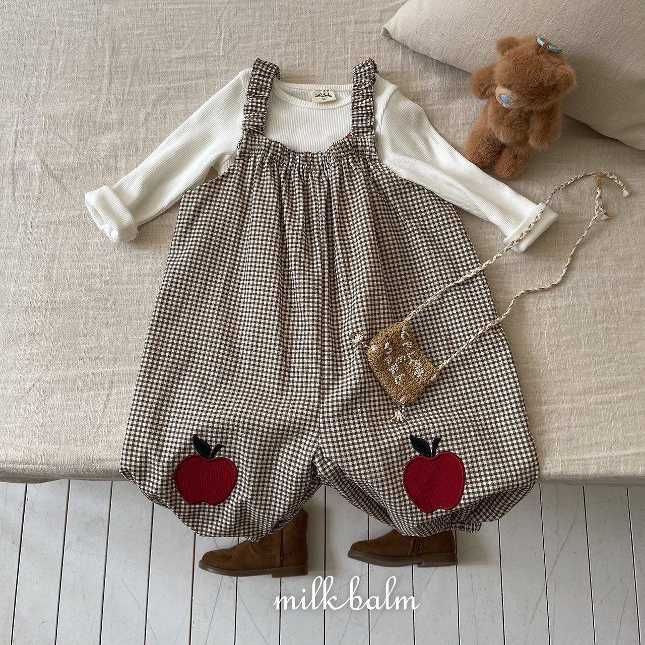 ［milk balm］Apple stripe overalls
