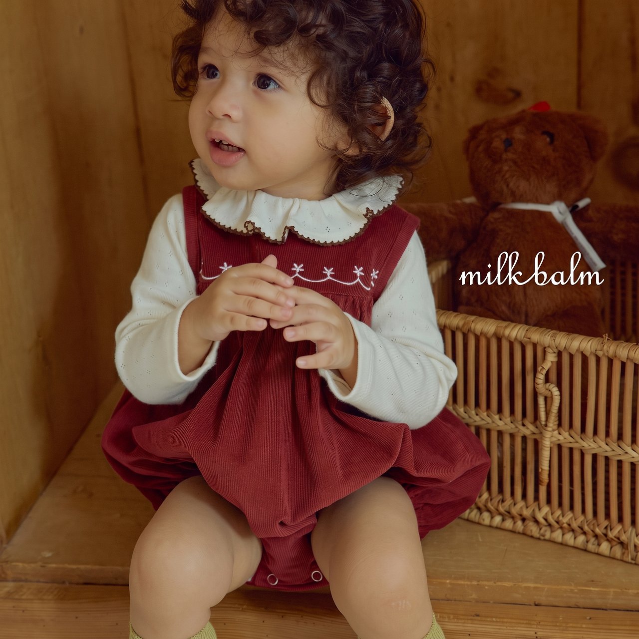 ［milk balm］Veiley corduroy rompers