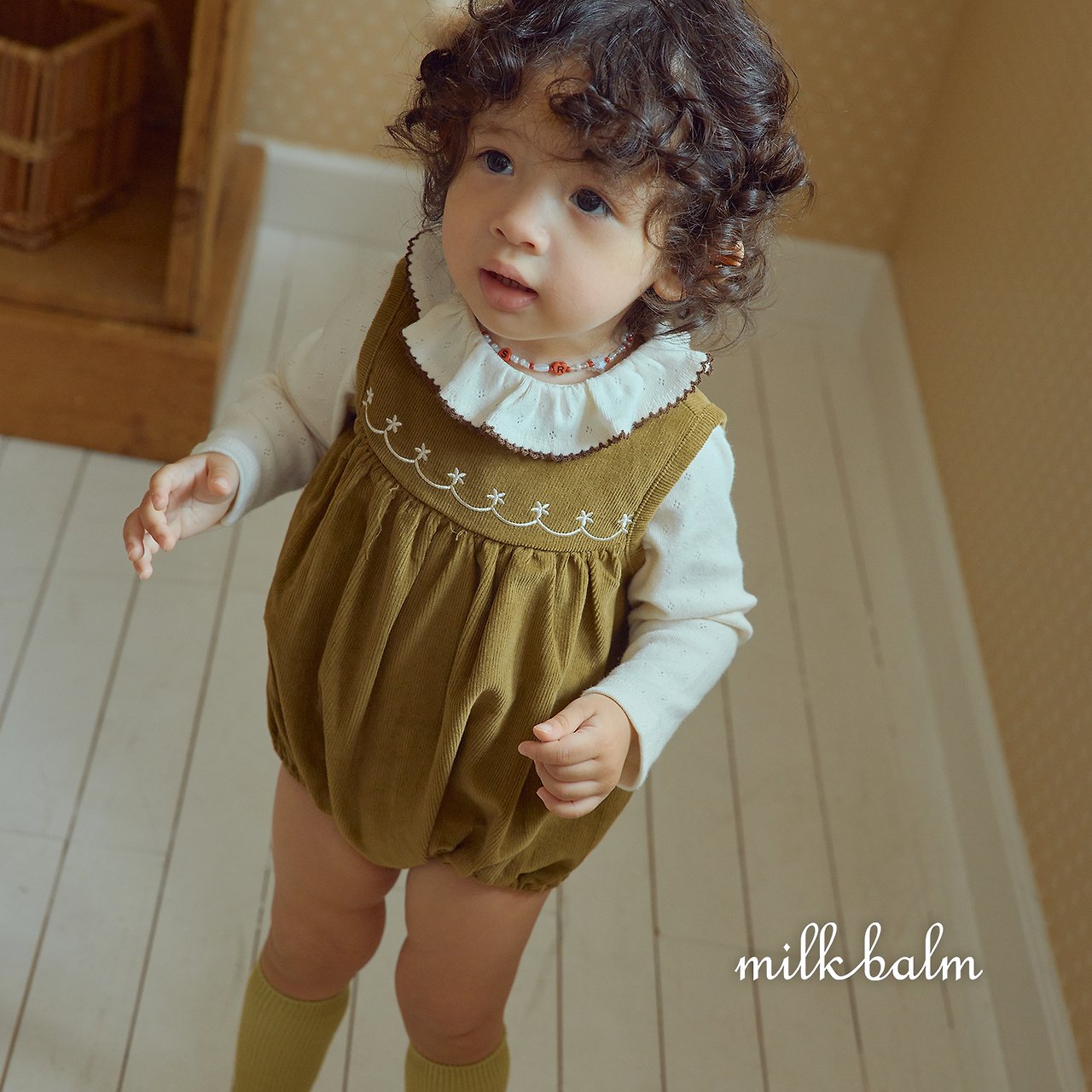 ［milk balm］Veiley corduroy rompers