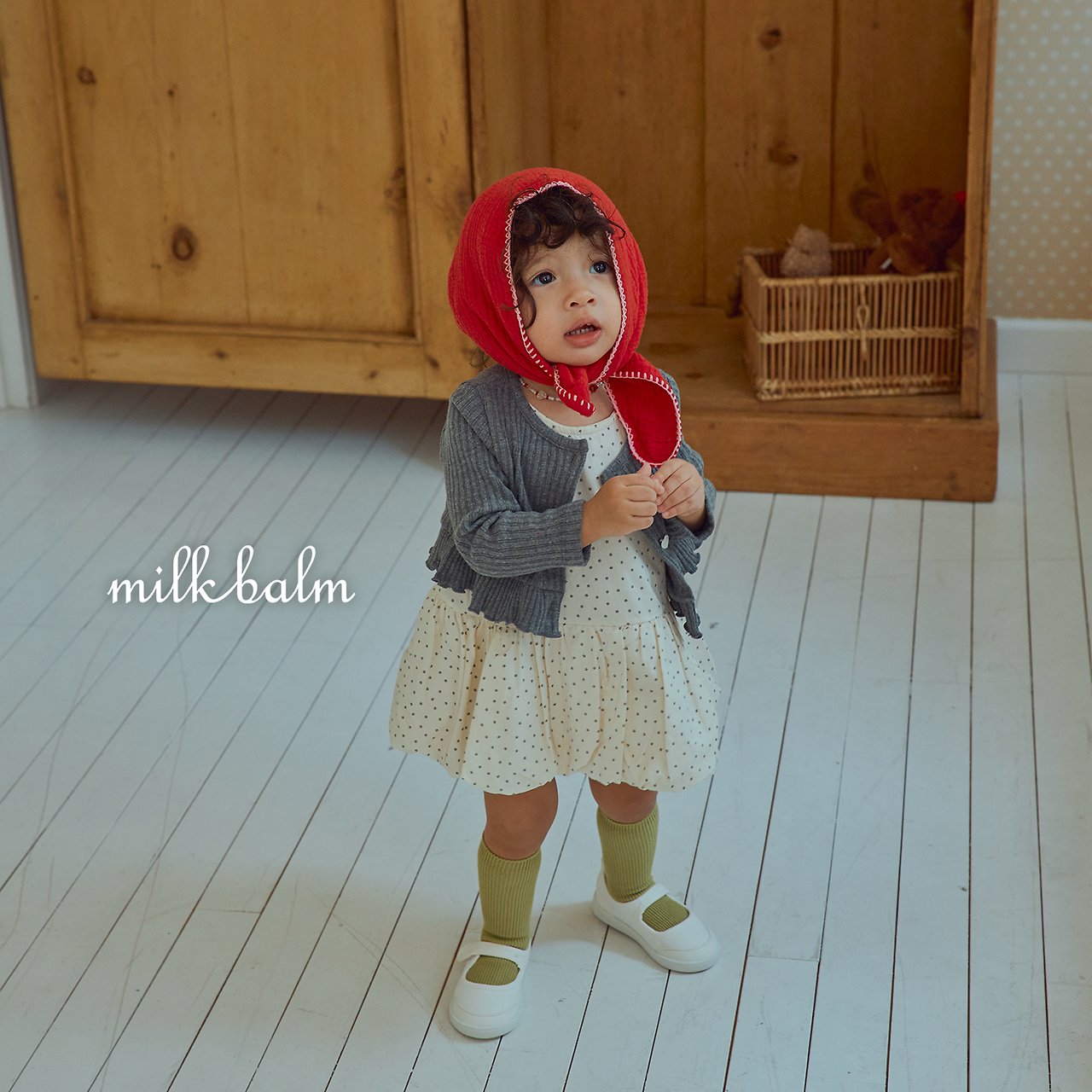 ［milk balm］Heart frill cardigan & camisole set