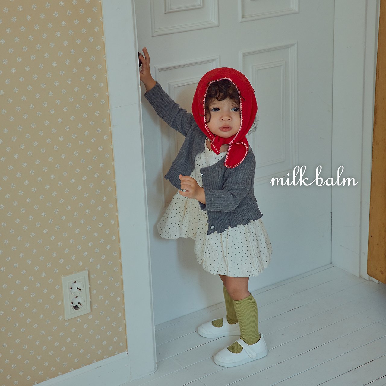 ［milk balm］Heart frill cardigan & camisole set