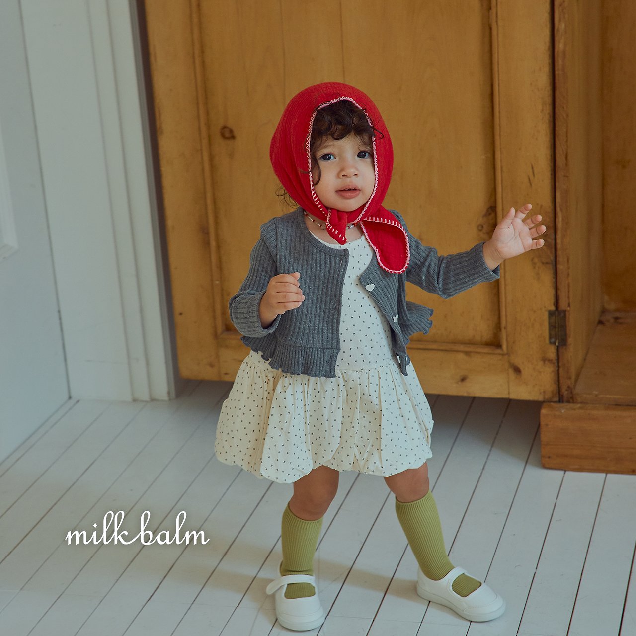 ［milk balm］Heart frill cardigan & camisole set
