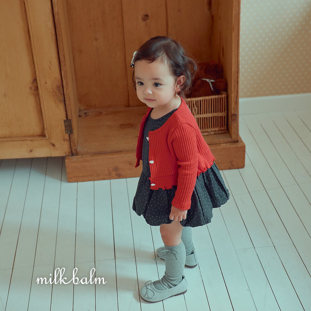 ［milk balm］Heart frill cardigan & camisole set
