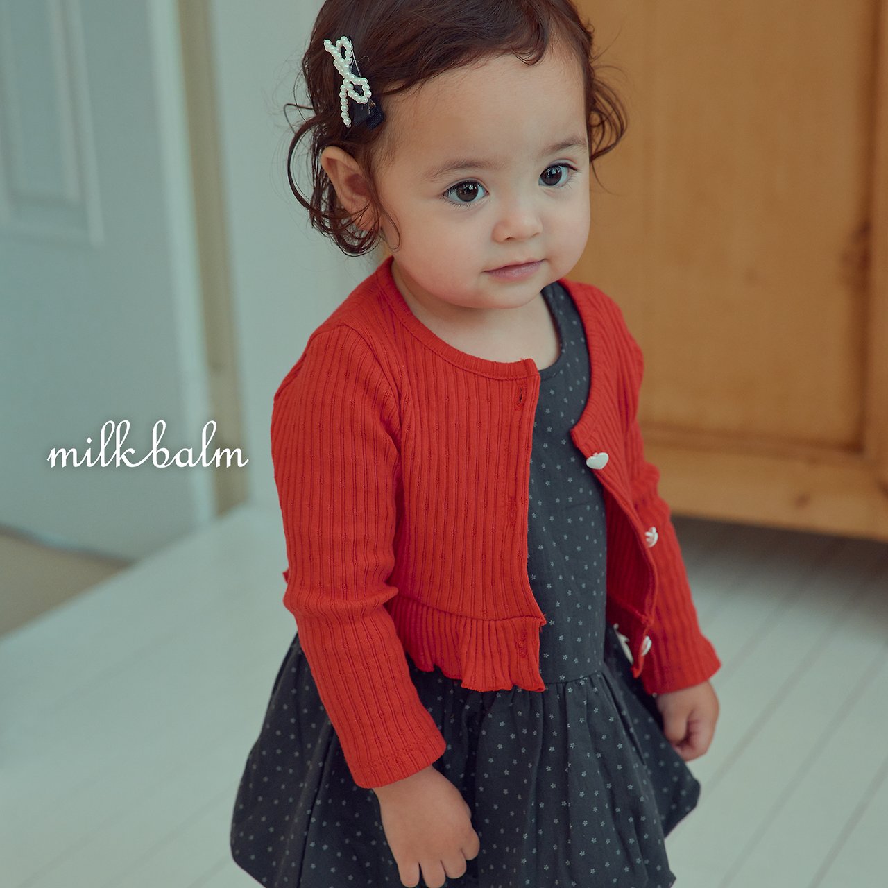 ［milk balm］Heart frill cardigan & camisole set