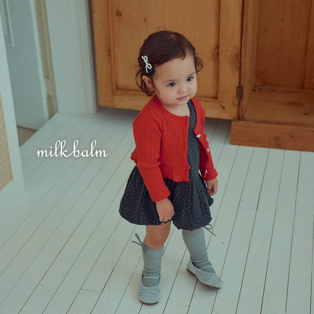 ［milk balm］Heart frill cardigan & camisole set