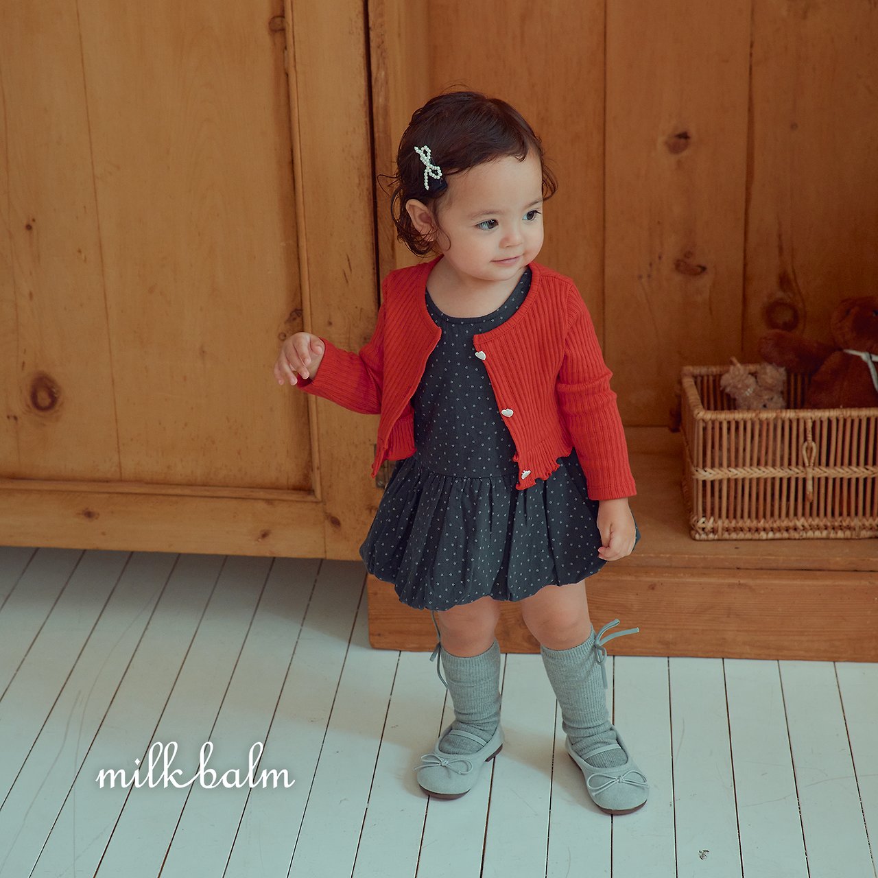 ［milk balm］Heart frill cardigan & camisole set
