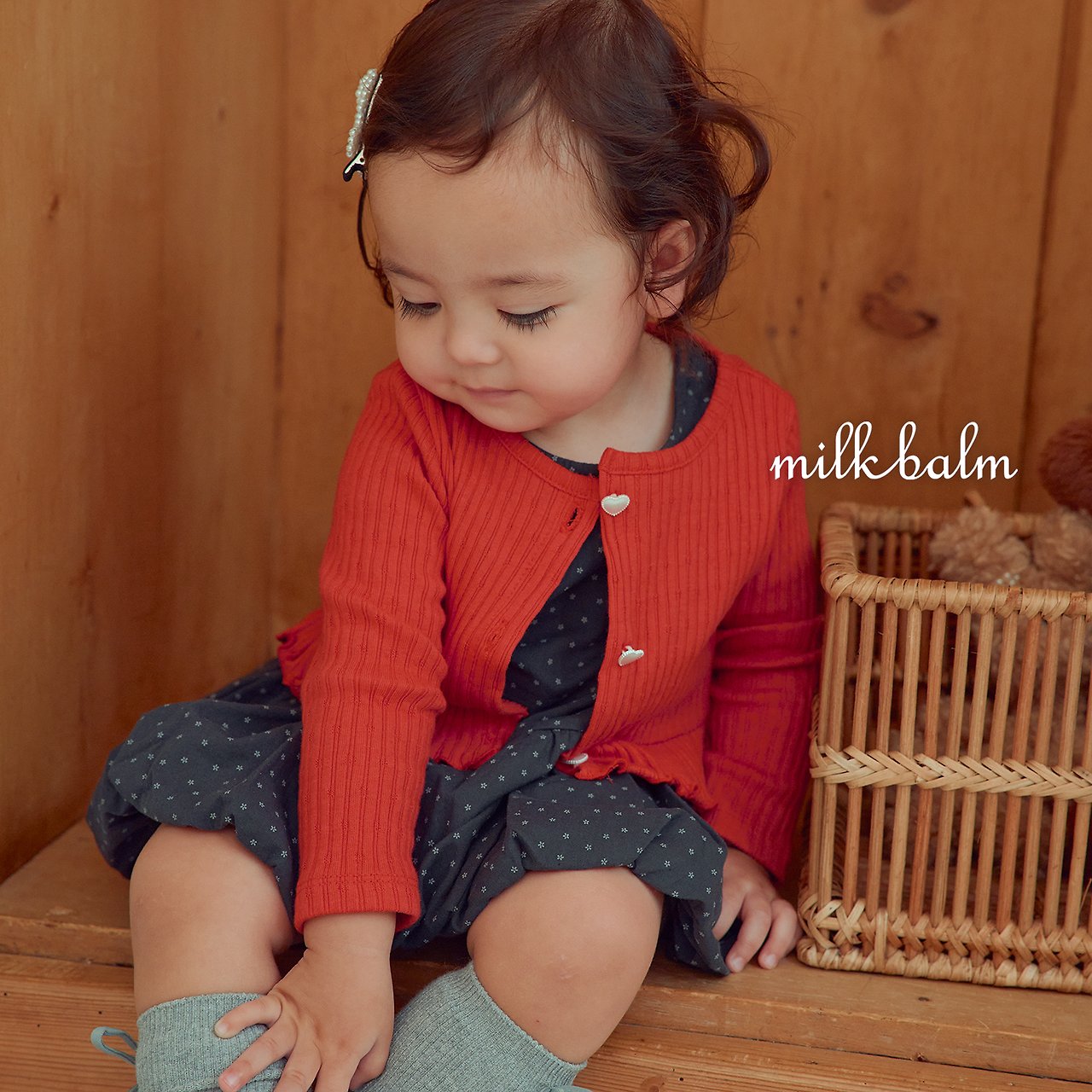 ［milk balm］Heart frill cardigan & camisole set