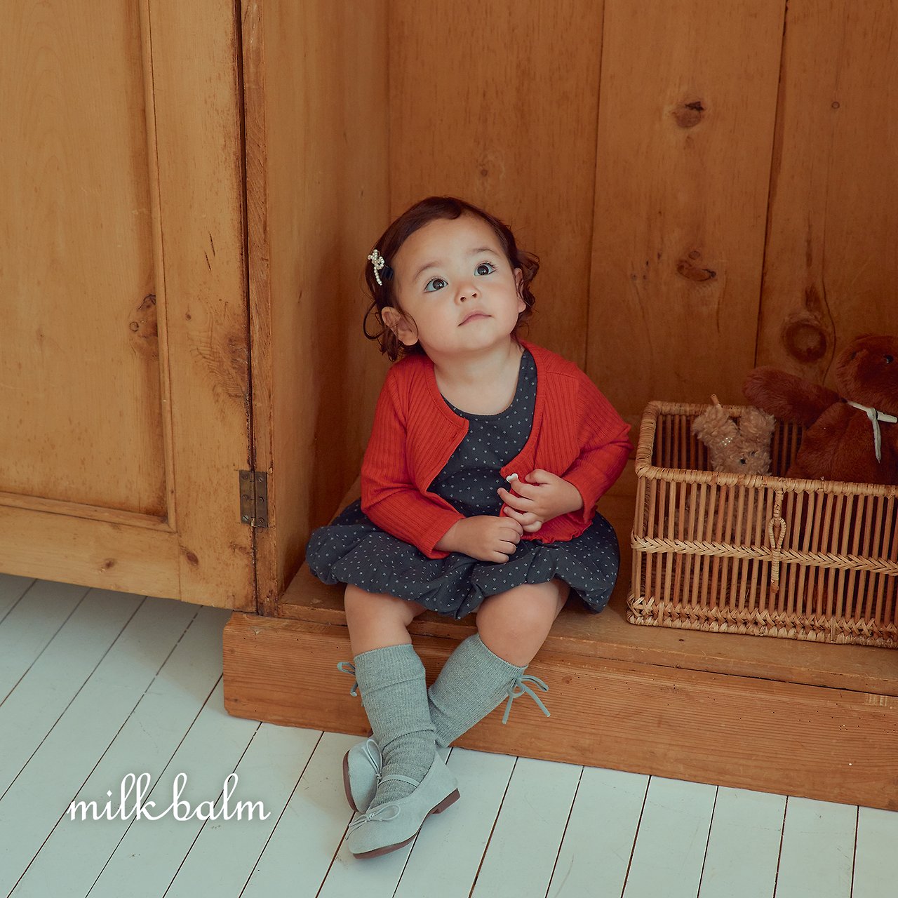 ［milk balm］Heart frill cardigan & camisole set