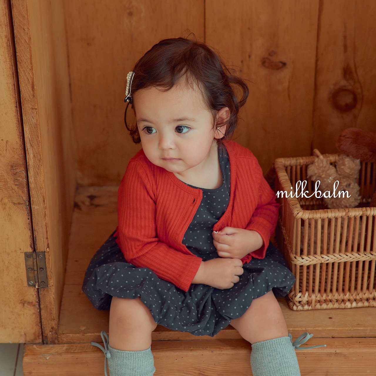 ［milk balm］Heart frill cardigan & camisole set