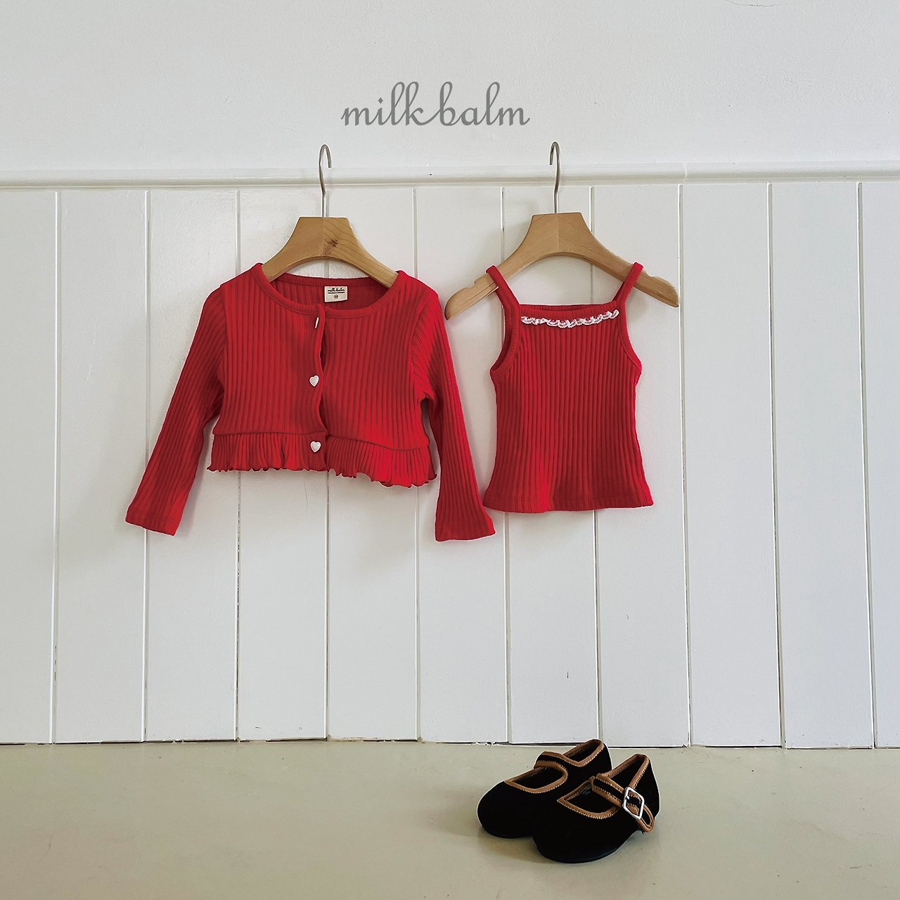 ［milk balm］Heart frill cardigan & camisole set