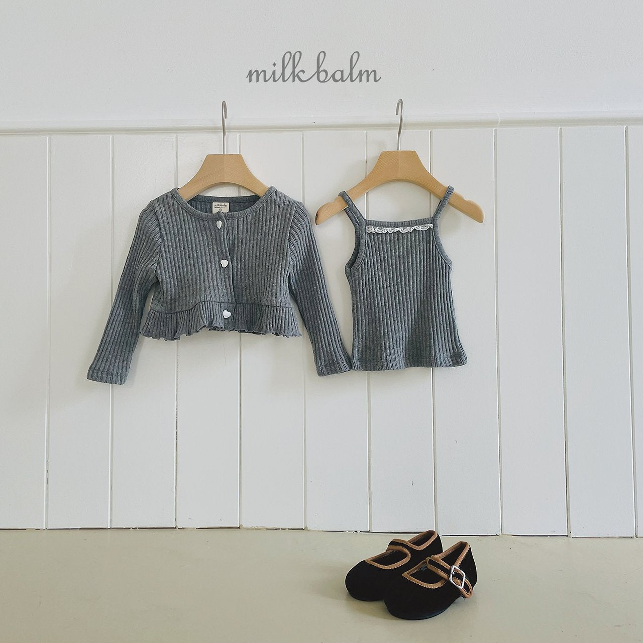 ［milk balm］Heart frill cardigan & camisole set