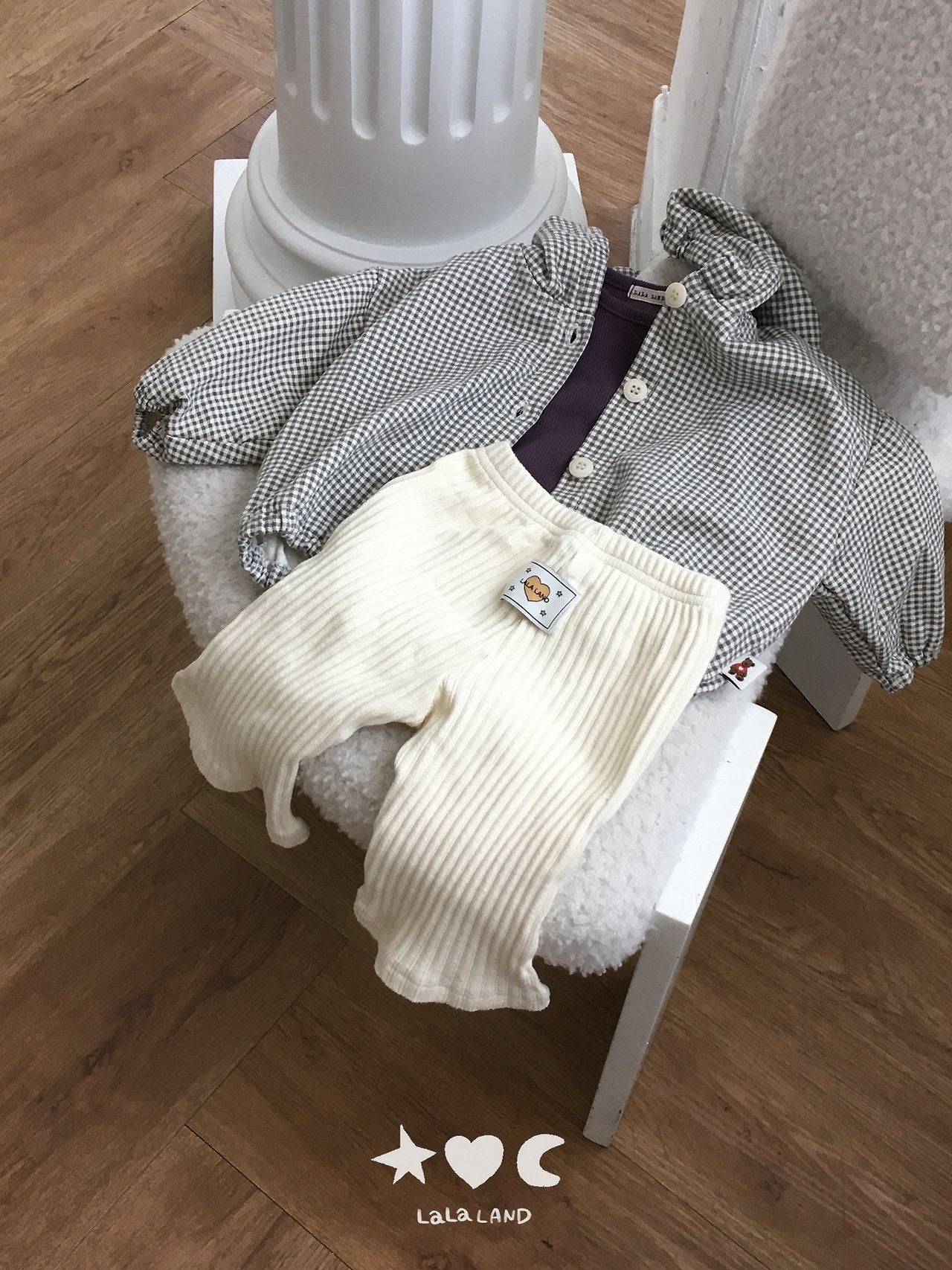 ［Lala land］Check hood Jumper