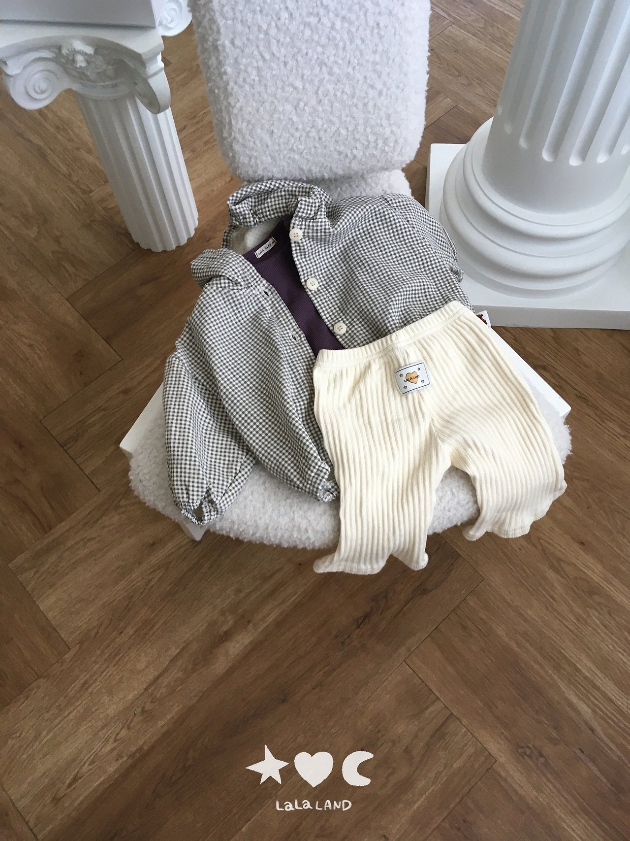 ［Lala land］Check hood Jumper