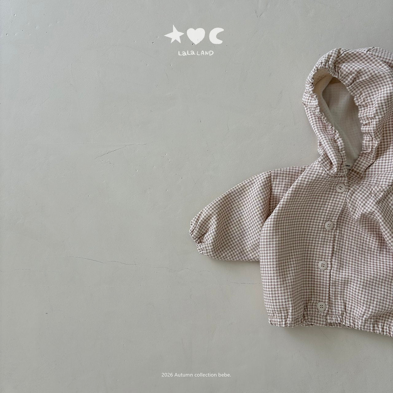 ［Lala land］Check hood Jumper