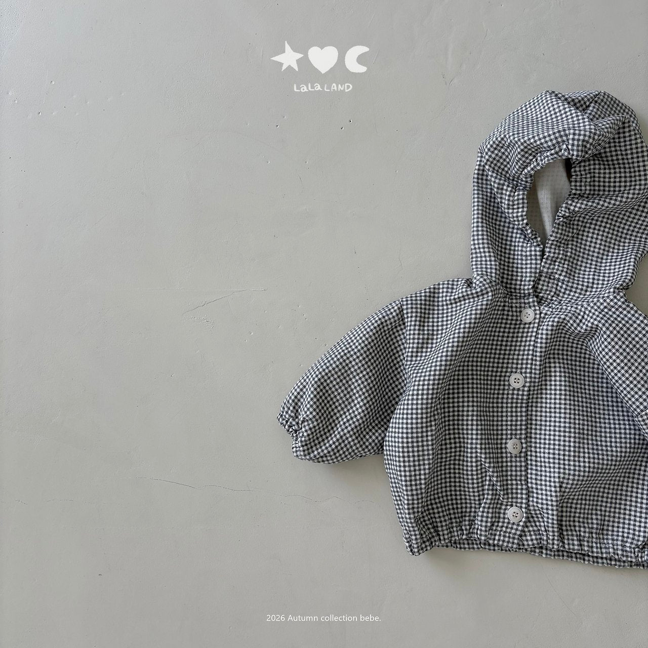 ［Lala land］Check hood Jumper