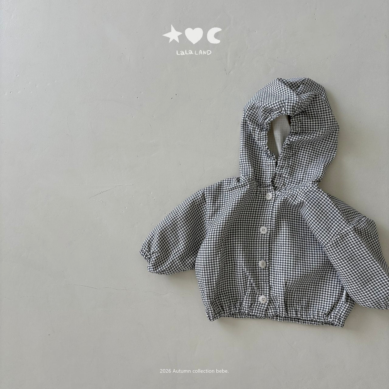 ［Lala land］Check hood Jumper