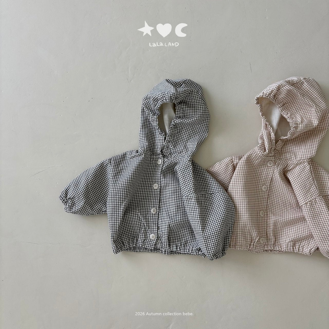 ［Lala land］Check hood Jumper