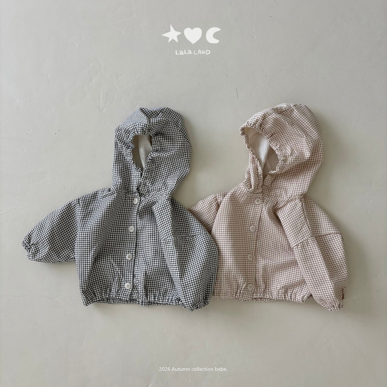 ［Lala land］Check hood Jumper