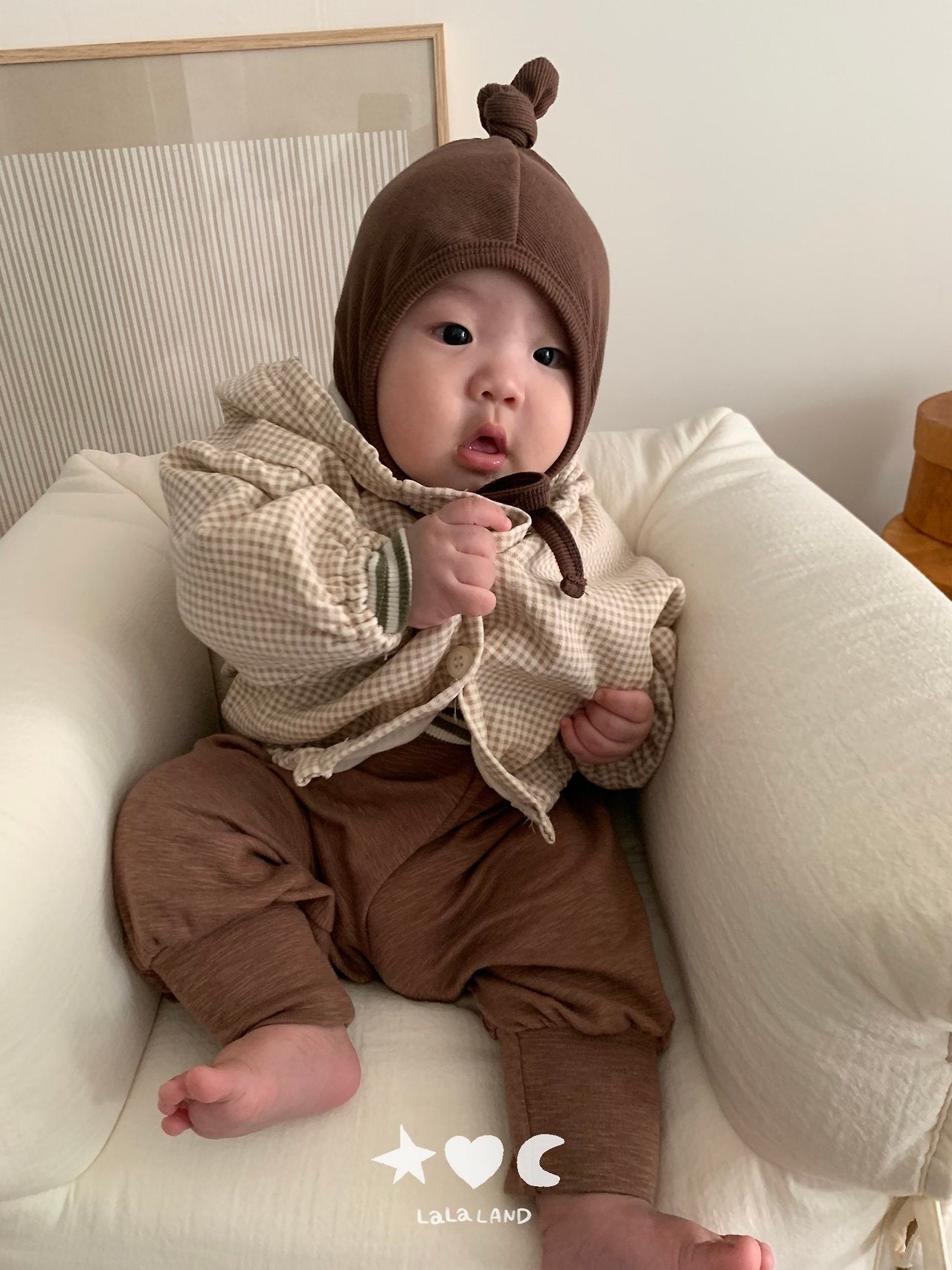 ［Lala land］Check hood Jumper