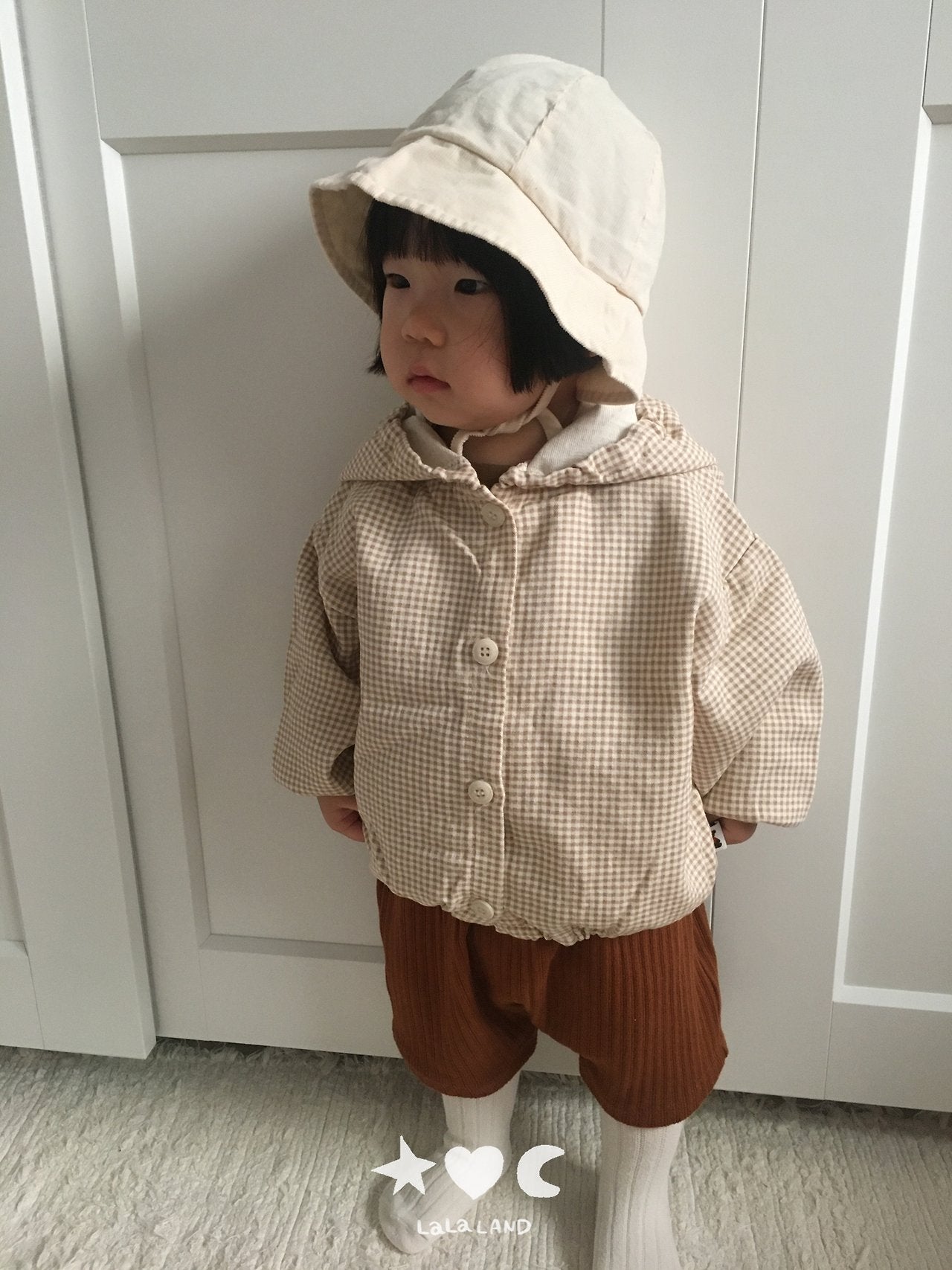 ［Lala land］Check hood Jumper