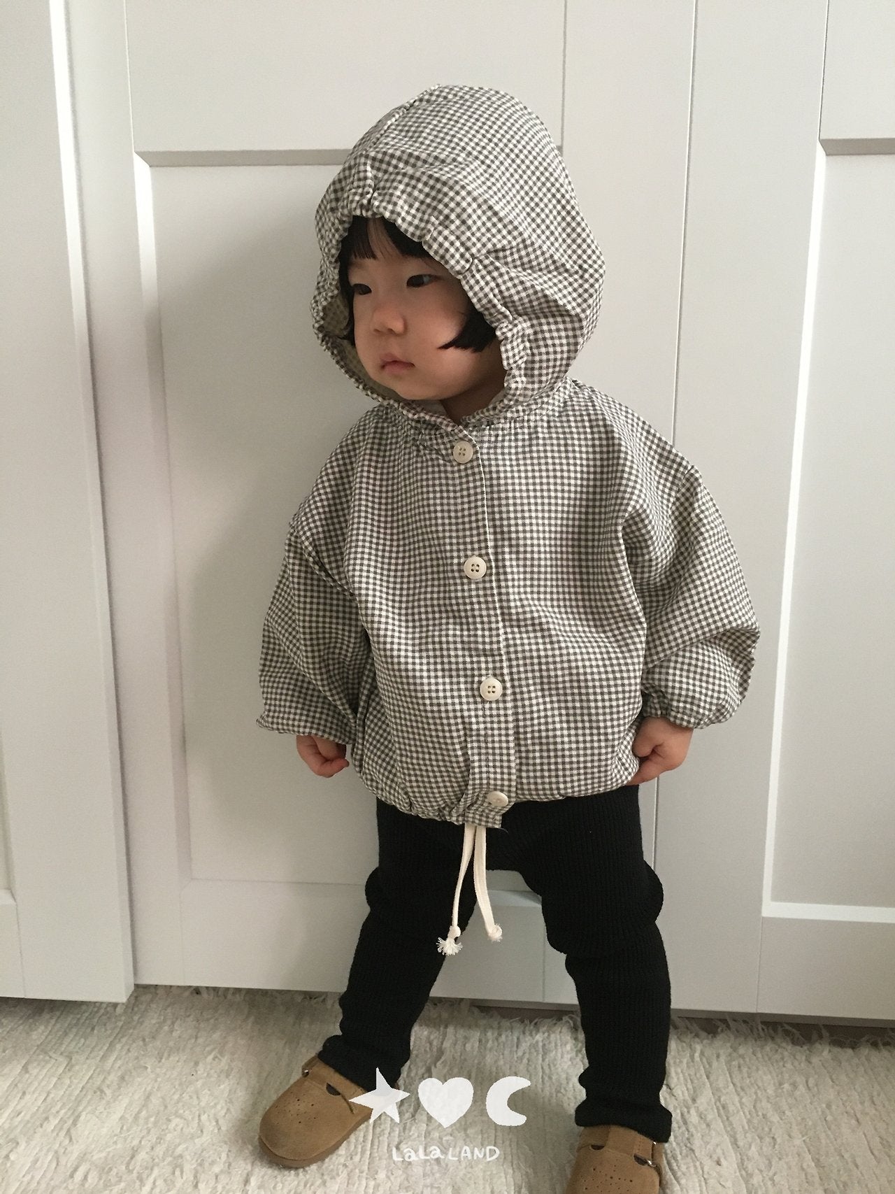 ［Lala land］Check hood Jumper