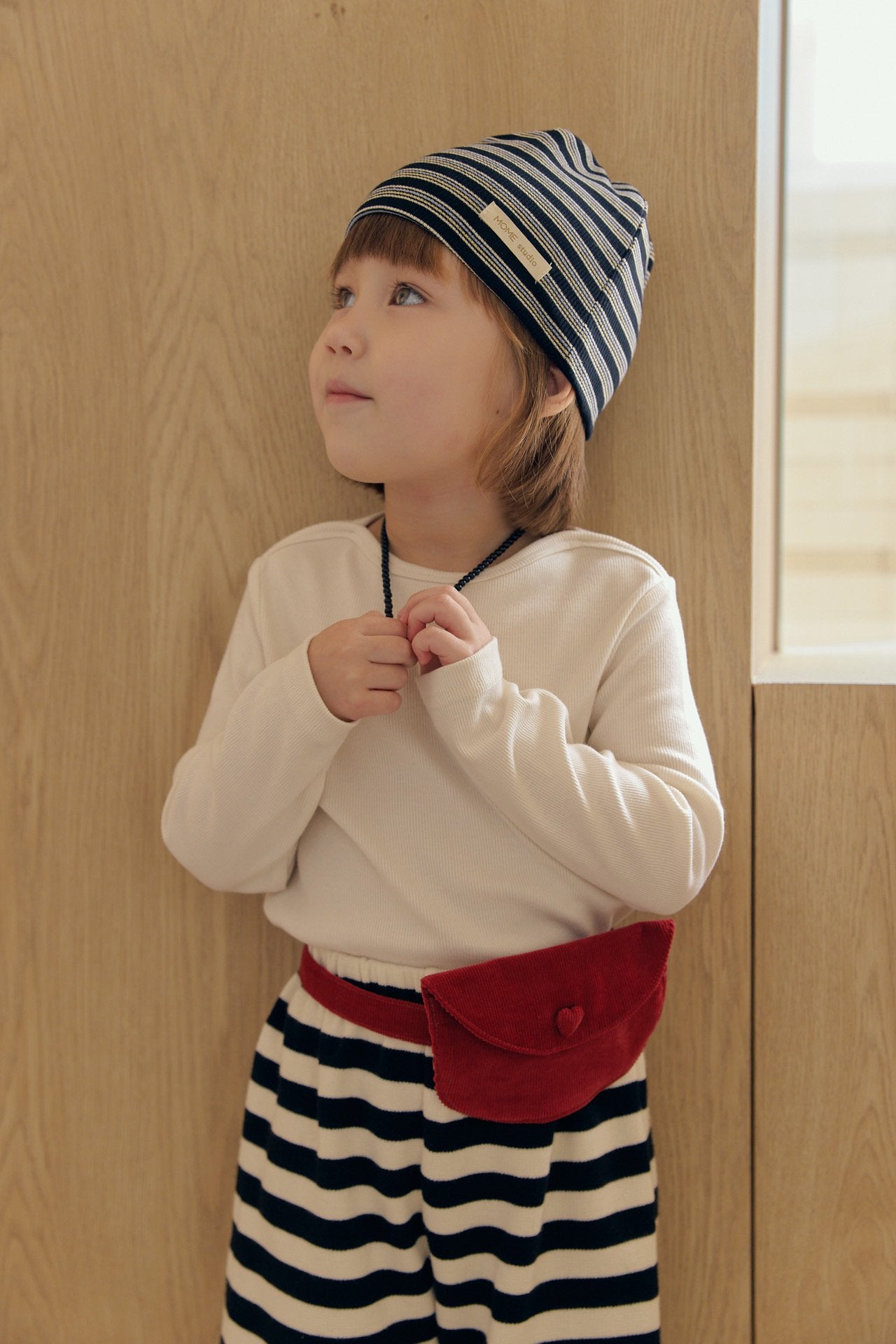 ［mome］Mome stripe ribbed beanie