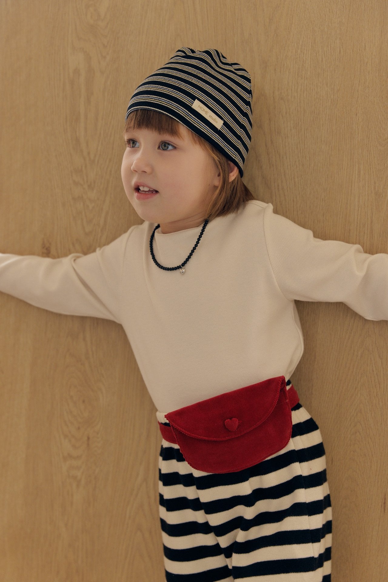 ［mome］Mome stripe ribbed beanie