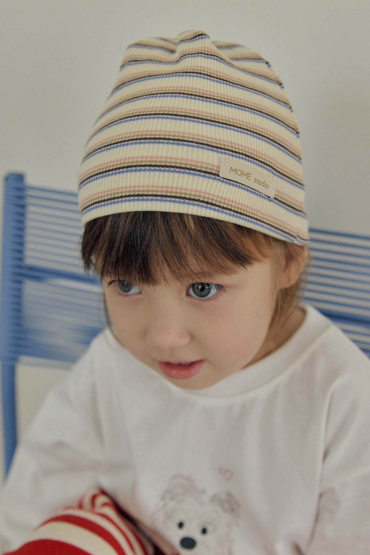 ［mome］Mome stripe ribbed beanie