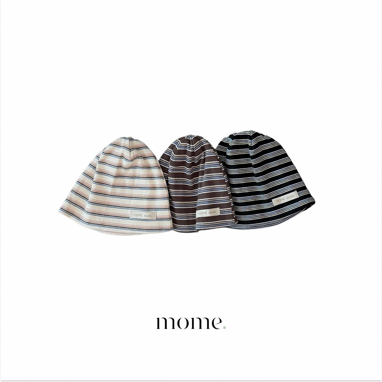 ［mome］Mome stripe ribbed beanie