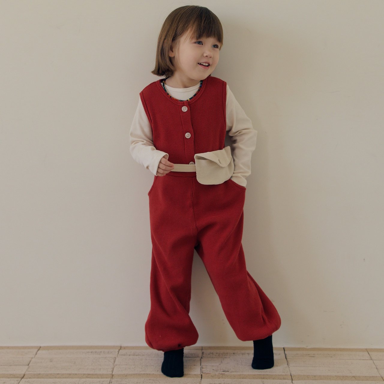 ［mome］Waffle button suit