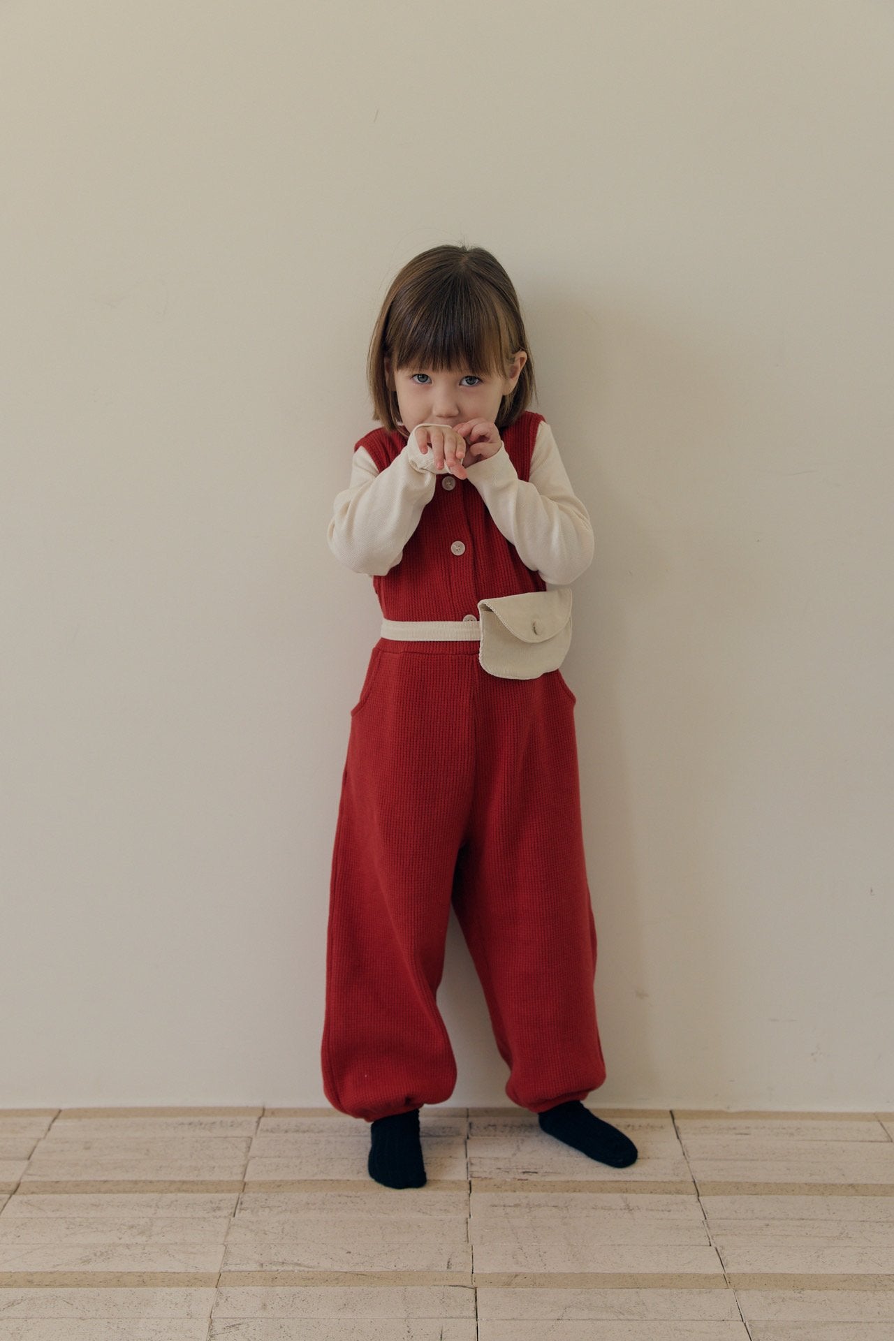 ［mome］Waffle button suit
